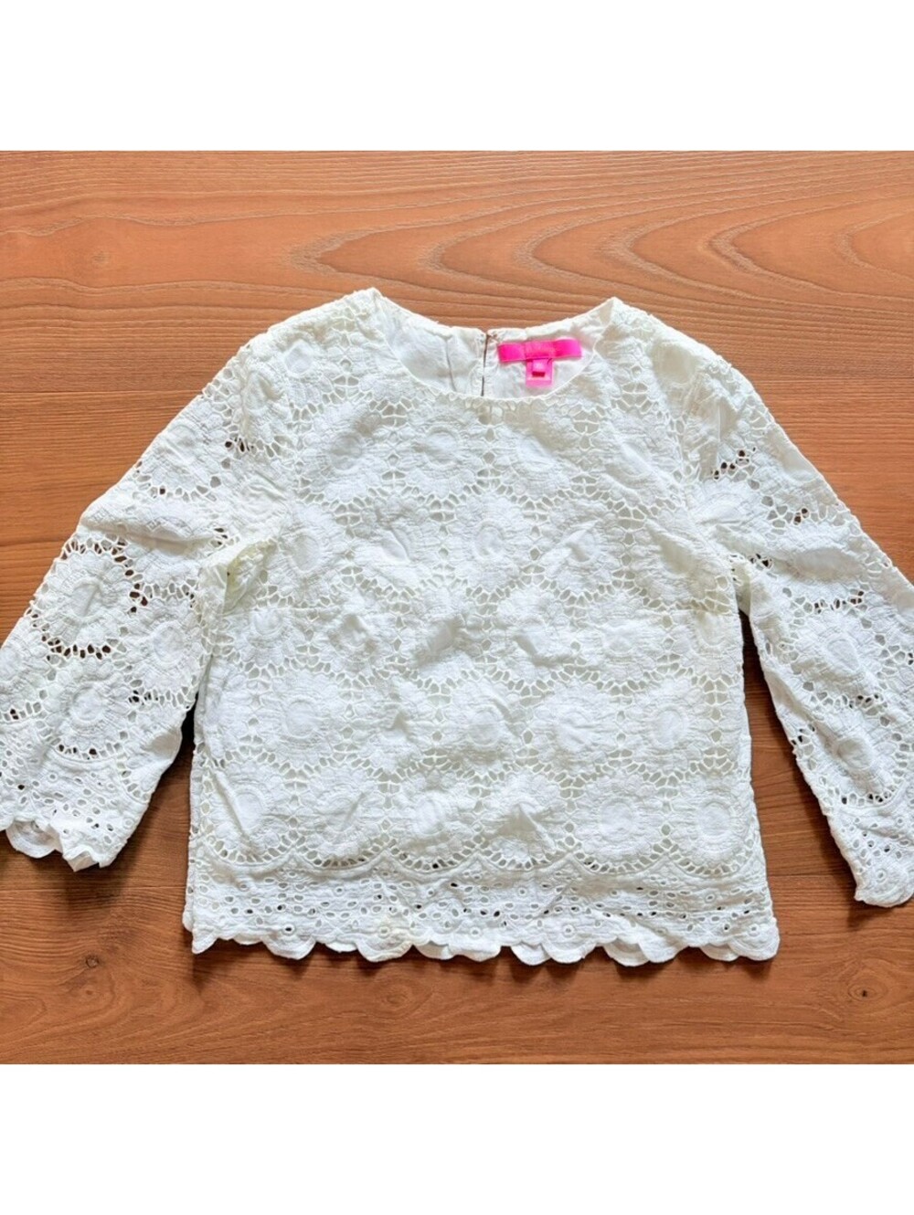 Lilly Pulitzer Mariella Top Eyelet Crochet Lace Size XS